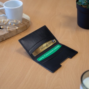 PORTE-CARTES FOLIO AVEC OU SANS ANTI-RFID EN SIMILI-CUIR LISSE NOIR 4