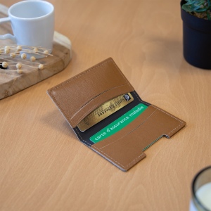 PORTE-CARTES FOLIO AVEC OU SANS ANTI-RFID EN SIMILI-CUIR LISSE MARRON 4