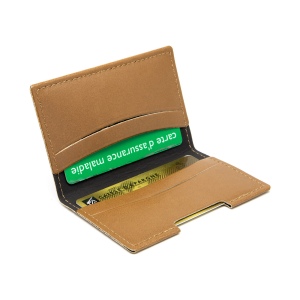 PORTE-CARTES FOLIO AVEC OU SANS ANTI-RFID EN SIMILI-CUIR LISSE MARRON 5