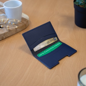 PORTE-CARTES FOLIO AVEC OU SANS ANTI-RFID  CUIR RECYCLÉ BLEU MARINE 4