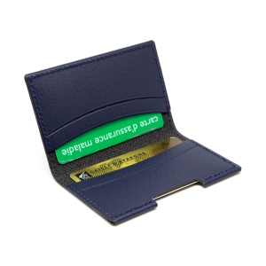 PORTE-CARTES FOLIO AVEC OU SANS ANTI-RFID  CUIR RECYCLÉ BLEU MARINE 6