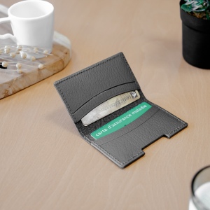 PORTE-CARTES FOLIO AVEC OU SANS ANTI-RFID  CUIR RECYCLÉ GRIS 4