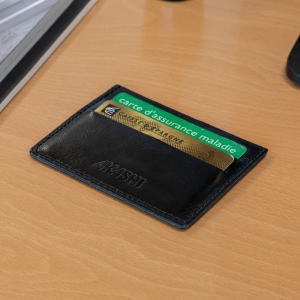 PORTE-CARTES HORIZONTAL AVEC OU SANS ANTI-RFID  EN CUIR VERITABLE NOIR 4