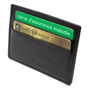 PORTE-CARTES HORIZONTAL AVEC OU SANS ANTI-RFID  EN CUIR VERITABLE NOIR 5