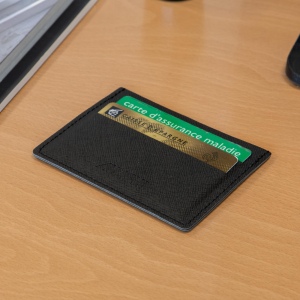 PORTE-CARTES HORIZONTAL AVEC OU SANS ANTI-RFID EN SIMILI-CUIR NOIR GRAINE 4