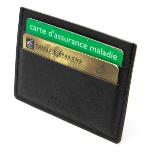 PORTE-CARTES HORIZONTAL AVEC OU SANS ANTI-RFID EN SIMILI-CUIR NOIR GRAINE 5