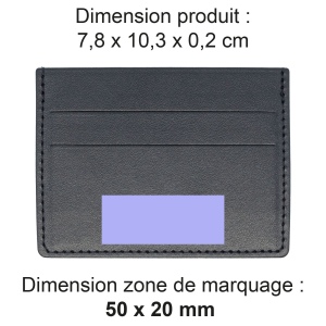 PORTE-CARTES HORIZONTAL AVEC OU SANS ANTI-RFID EN SIMILI-CUIR LISSE NOIR 2