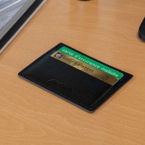 PORTE-CARTES HORIZONTAL AVEC OU SANS ANTI-RFID EN SIMILI-CUIR LISSE NOIR 4