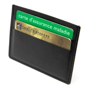 PORTE-CARTES HORIZONTAL AVEC OU SANS ANTI-RFID EN SIMILI-CUIR LISSE NOIR 5