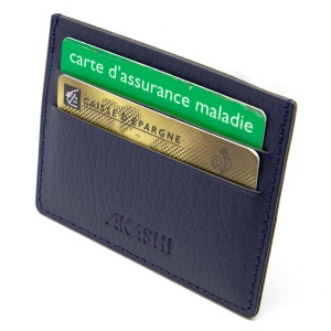 PORTE-CARTES HORIZONTAL AVEC OU SANS ANTI-RFID  CUIR RECYCLÉ BLEU MARINE 6