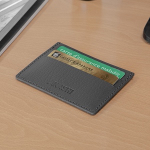 PORTE-CARTES HORIZONTAL AVEC OU SANS ANTI-RFID  CUIR RECYCLÉ GRIS 4