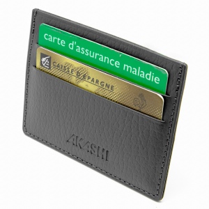 PORTE-CARTES HORIZONTAL AVEC OU SANS ANTI-RFID  CUIR RECYCLÉ GRIS 5