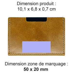 PORTE CARTE SIMPLE EN CUIR VERITABLE MARRON CLAIR 2