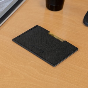 PORTE CARTE SIMPLE EN SIMILI-CUIR NOIR GRAINE 4