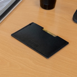 PORTE CARTE SIMPLE EN SIMILI-CUIR LISSE NOIR 4