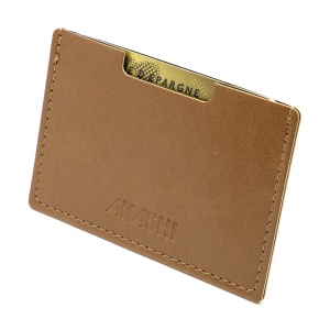 PORTE CARTE SIMPLE EN SIMILI-CUIR LISSE MARRON 5