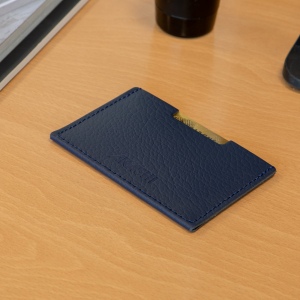 PORTE CARTE SIMPLE CUIR RECYCLÉ BLEU MARINE 4