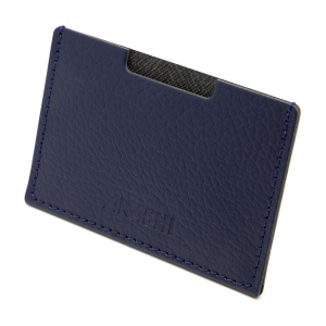 PORTE CARTE SIMPLE CUIR RECYCLÉ BLEU MARINE 5