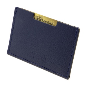 PORTE CARTE SIMPLE CUIR RECYCLÉ BLEU MARINE 6