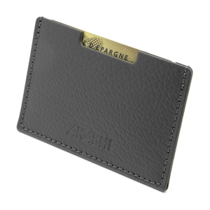 PORTE CARTE SIMPLE CUIR RECYCLÉ GRIS 4