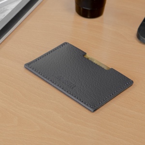 PORTE CARTE SIMPLE CUIR RECYCLÉ GRIS 5