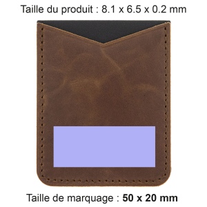 PORTE-CARTE POUR SMARTPHONE AVEC ADHESIF 3M EN CUIR VERITABLE MARRON FONCE 2