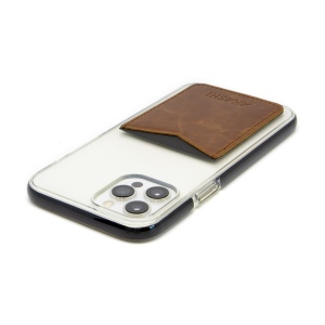 PORTE-CARTE POUR SMARTPHONE AVEC ADHESIF 3M EN CUIR VERITABLE MARRON FONCE 5