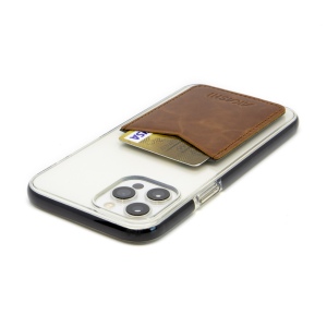 PORTE-CARTE POUR SMARTPHONE AVEC ADHESIF 3M EN CUIR VERITABLE MARRON FONCE 6