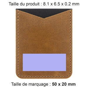 PORTE-CARTE POUR SMARTPHONE AVEC ADHESIF 3M EN CUIR VERITABLE MARRON CLAIR 2