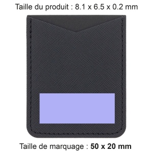 PORTE-CARTE POUR SMARTPHONE AVEC ADHESIF 3M EN SIMILI-CUIR NOIR GRAINE 2