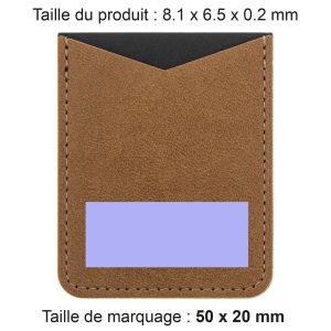 PORTE-CARTE POUR SMARTPHONE AVEC ADHESIF 3M EN SIMILI-CUIR LISSE MARRON 2