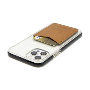 PORTE-CARTE POUR SMARTPHONE AVEC ADHESIF 3M EN SIMILI-CUIR LISSE MARRON 5