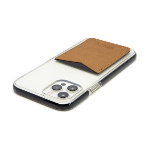 PORTE-CARTE POUR SMARTPHONE AVEC ADHESIF 3M EN SIMILI-CUIR LISSE MARRON 6