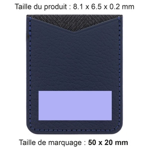 PORTE-CARTE POUR SMARTPHONE AVEC ADHESIF 3M CUIR RECYCLÉ BLEU MARINE 2