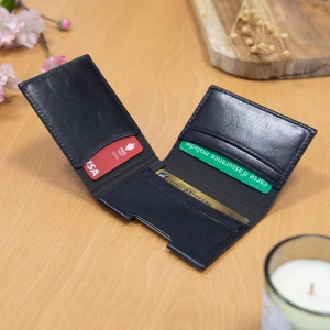 PORTE CARTE VOLET EN CUIR VERITABLE NOIR 4
