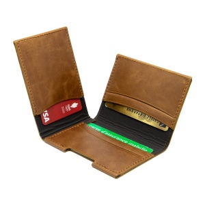 PORTE CARTE VOLET EN CUIR VERITABLE MARRON FONCE 6