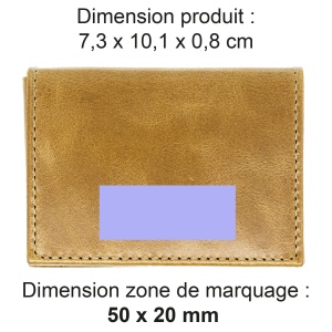 PORTE CARTE VOLET EN CUIR VERITABLE MARRON CLAIR 2