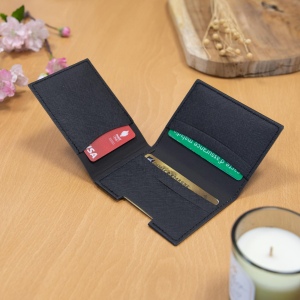 PORTE CARTE VOLET EN SIMILI-CUIR NOIR GRAINE 4