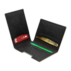 PORTE CARTE VOLET EN SIMILI-CUIR NOIR GRAINE 6