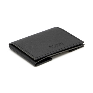 PORTE CARTE VOLET EN SIMILI-CUIR NOIR GRAINE
