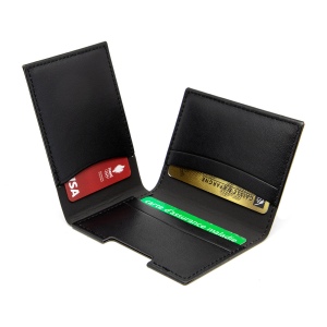 PORTE CARTE VOLET EN SIMILI-CUIR LISSE NOIR 5