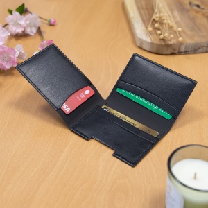 PORTE CARTE VOLET EN SIMILI-CUIR LISSE NOIR 6