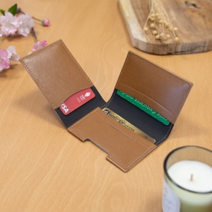 PORTE CARTE VOLET EN SIMILI-CUIR LISSE MARRON 4