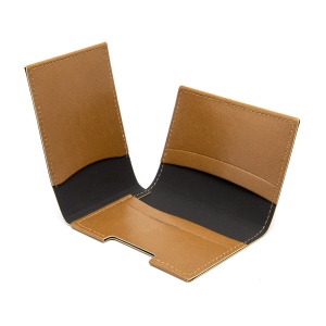 PORTE CARTE VOLET EN SIMILI-CUIR LISSE MARRON 6
