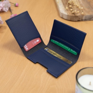 PORTE CARTE VOLET CUIR RECYCLÉ BLEU MARINE 4