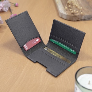 PORTE CARTE VOLET CUIR RECYCLÉ GRIS 4