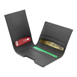 PORTE CARTE VOLET CUIR RECYCLÉ GRIS 6