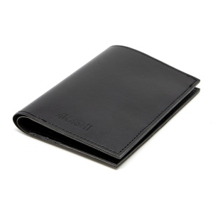 PORTEFEUILLE VERTICAL EN SIMILI-CUIR NOIR GRAINE