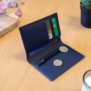PORTEFEUILLE VERTICAL EN CUIR RECYCLÉ BLEU MARINE 4
