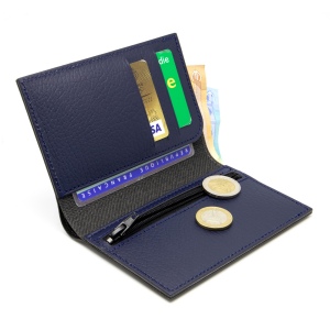 PORTEFEUILLE VERTICAL EN CUIR RECYCLÉ BLEU MARINE 6